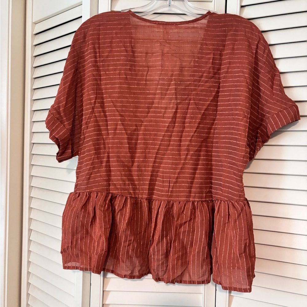 Blu Pepper | Deep Rust Color Button-Up Women's Top | Sz S - Picture 2 of 5